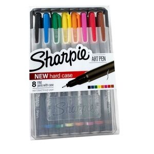 NEW Sharpie Art Pen With Hard Case Fine Point 8 Ct. Set 8 pens